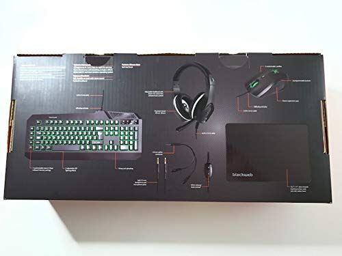 BlackWeb Gaming kit 4-in-1 wired! keyboard mouse headphones mat