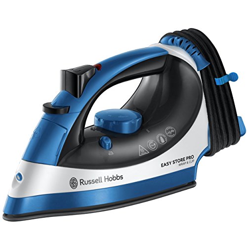 Russell Hobbs 23770 Easy Store Wrap and Clip Handheld Steam Iron with Vertical Garment Steamer Function, Blue and Black